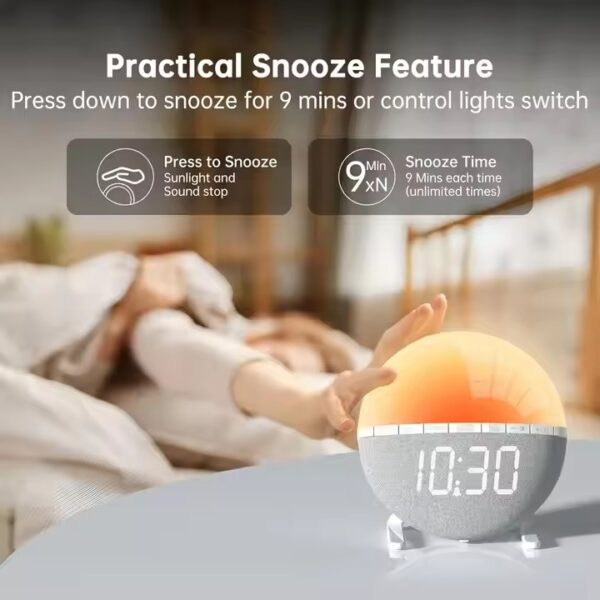 Custom Gift Best Design Kids Alarm Clock Night Light Clock Wake-up Light Simulating Daylight - Image 5