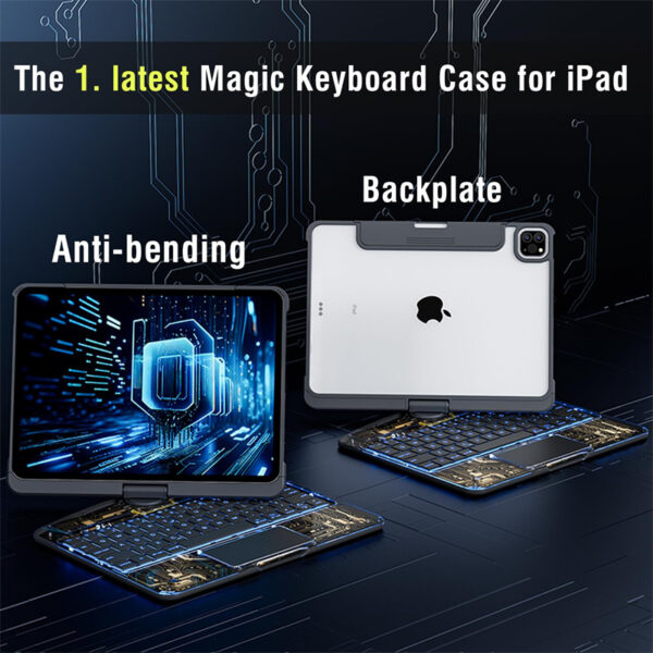 360 Swivel Keyboard Clear Case For IPad Smart Trackpad Bluetooth-compatible Keyboard Case Cover With Pen Slot - Image 2