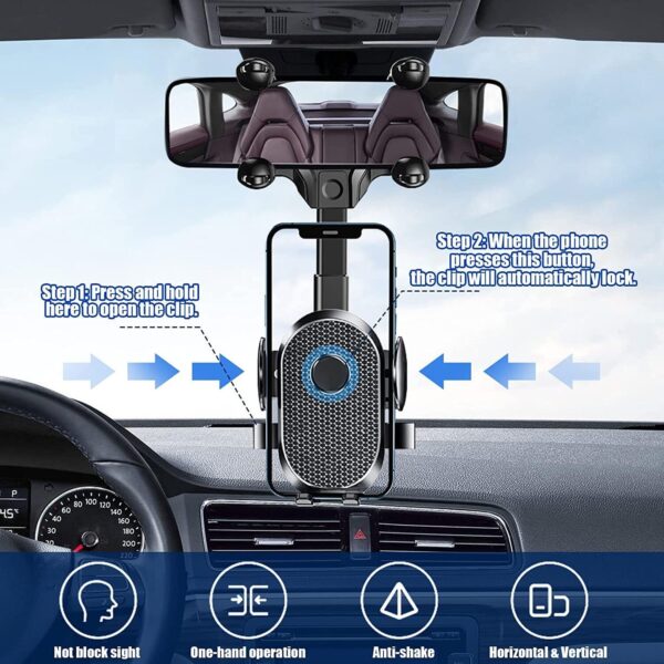 Rotatable And Retractable Car Phone Holder Rearview Mirror 2024 NEW - Image 10