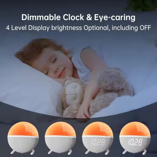 Custom Gift Best Design Kids Alarm Clock Night Light Clock Wake-up Light Simulating Daylight - Image 3